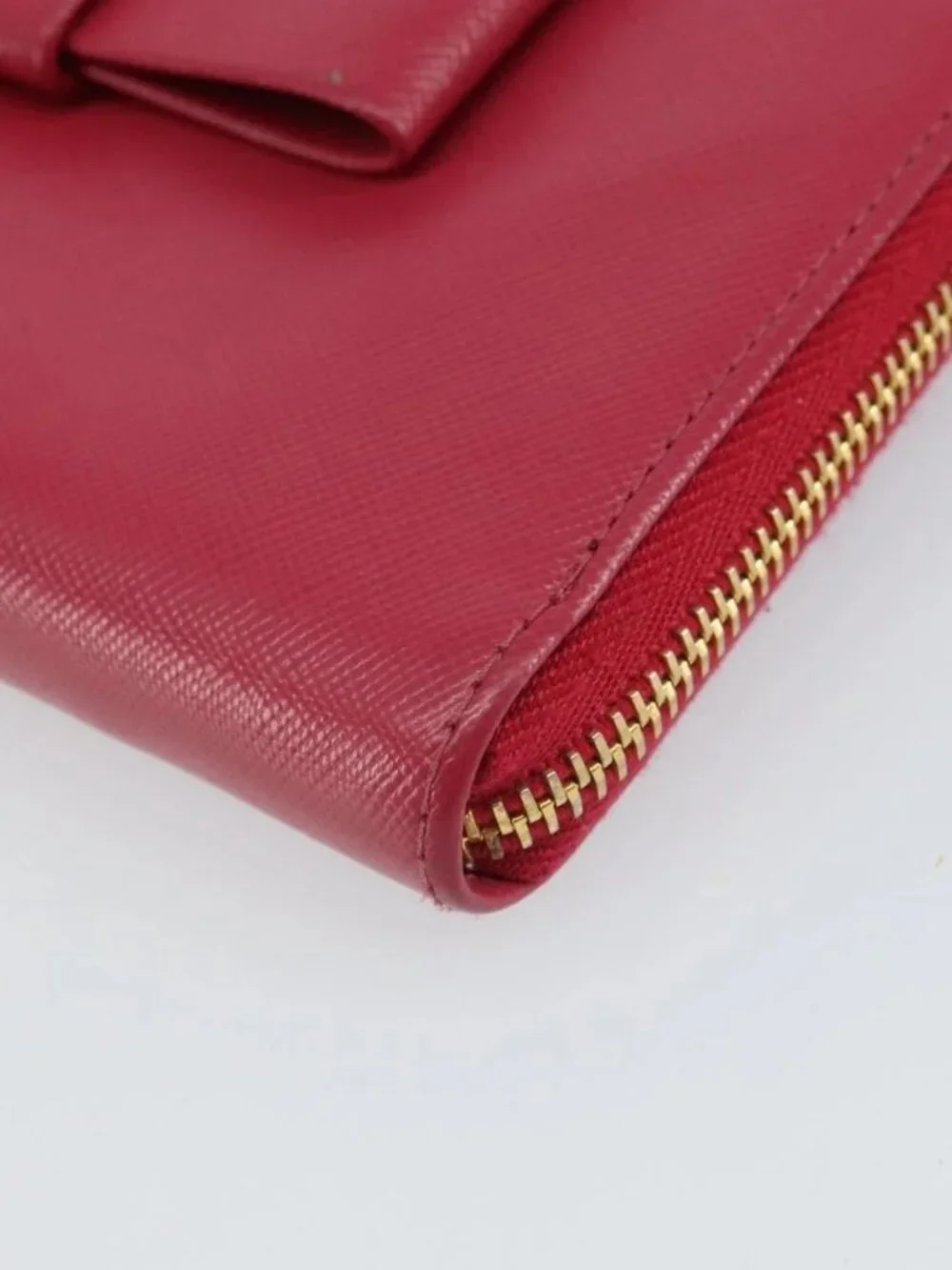 PRADA Ribbon Long Wallet Safiano leather Pink Gold